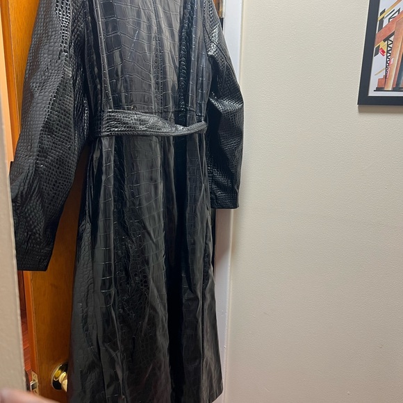 Kardashian Kollection Glossy Black Trench Coat - Picture 8 of 10